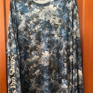Bass Pro Shops Gray and Blue Camo Long Sleeve Performance Shirt - 2XL